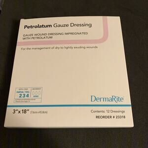DermaRite Petrolatum Impregnated Dressing 3 x 18" Strip Gauze 23318 12 Ct